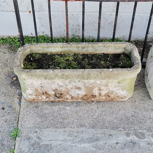 45 - 2 rectangular planters, the smallest with lions head detail - largest 80cm x 27cm x 26cm