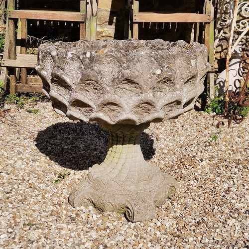 46 - 2 part circular pedestal planter - 50cm diameter x 52cm high