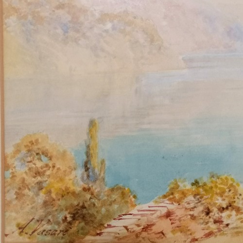 59 - Andrea Vasari (1873-1961) pair of signed watercolour paintings of Italian landscapes with labels ver... 