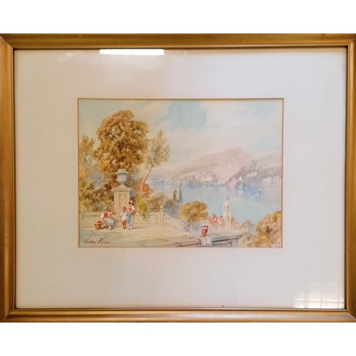 59 - Andrea Vasari (1873-1961) pair of signed watercolour paintings of Italian landscapes with labels ver... 