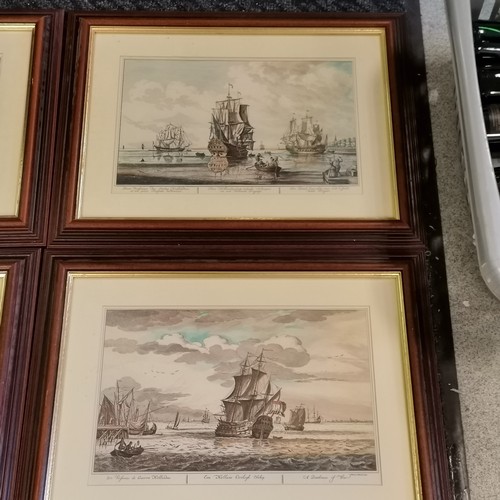 65 - 5 x framed prints of tall masted ships - largest 60cm x 50cm