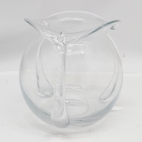 70 - Art glass vase with lobed decoration and polished pontil - 17cm high x 15cm diameter ~ slight marks ... 