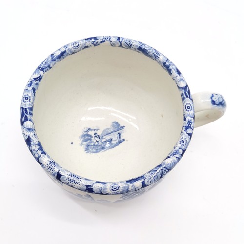 71 - Antique blue & white transfer decorated small chamber pot (has hairline crack) t/w Allertons novelty... 