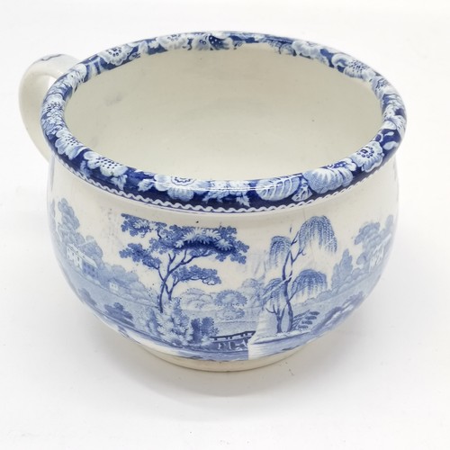 71 - Antique blue & white transfer decorated small chamber pot (has hairline crack) t/w Allertons novelty... 