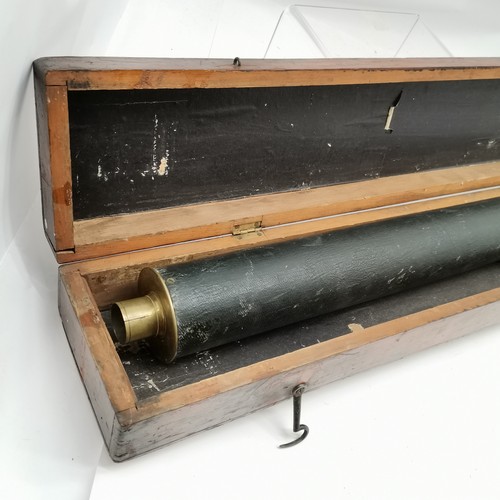 74 - Antique long telescope in original mahogany brass mounted carry case (130cm long x 15cm x 10cm deep)