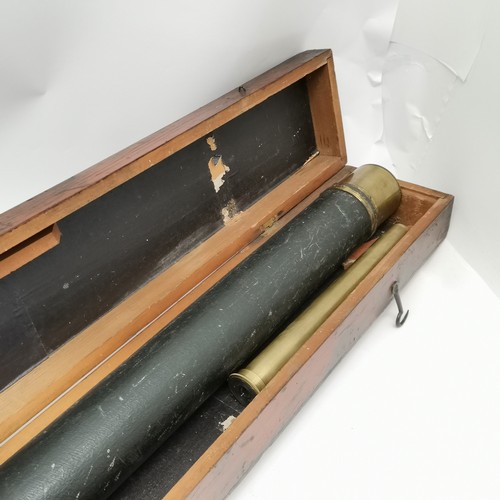 74 - Antique long telescope in original mahogany brass mounted carry case (130cm long x 15cm x 10cm deep)