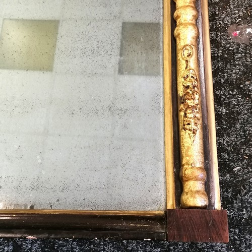 85 - Antique c.1820 pier glass mirror with original gesso wooden frame with unusual glass panel with vign... 