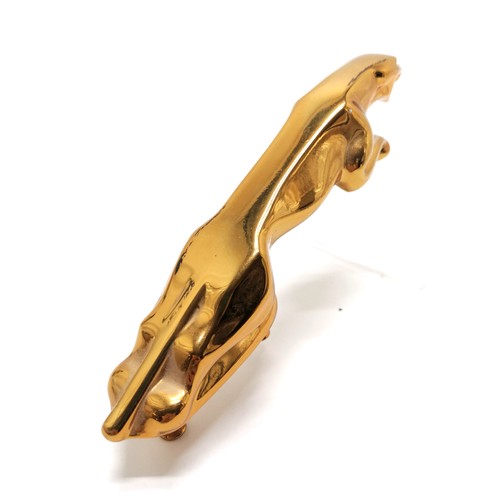 91 - Jaguar gold tone car mascot - 15cm long with no obvious damage