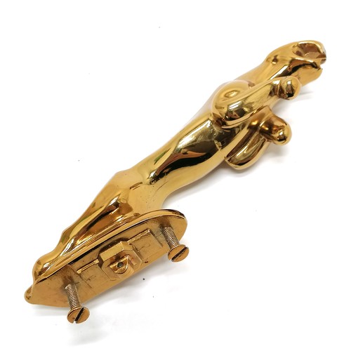 91 - Jaguar gold tone car mascot - 15cm long with no obvious damage