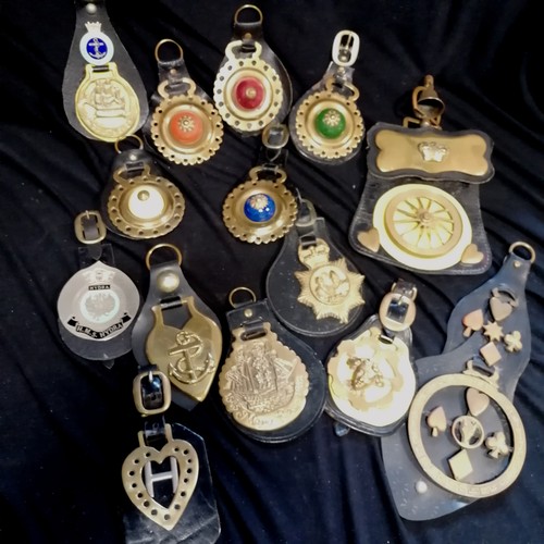 101 - Large lifetime collection of horse brasses - mostly on leather straps inc antique, RSPCA, monarchs, ... 