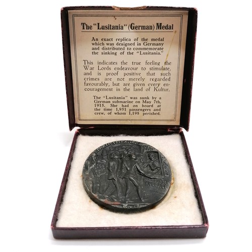 106 - Boxed Lusitania medal with original paper insert (has tear)