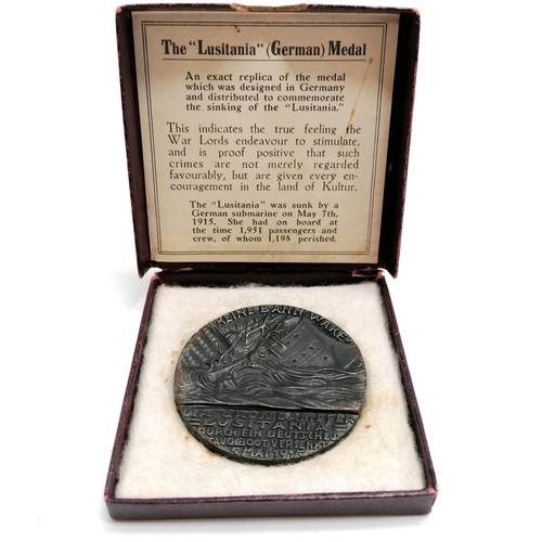 106 - Boxed Lusitania medal with original paper insert (has tear)