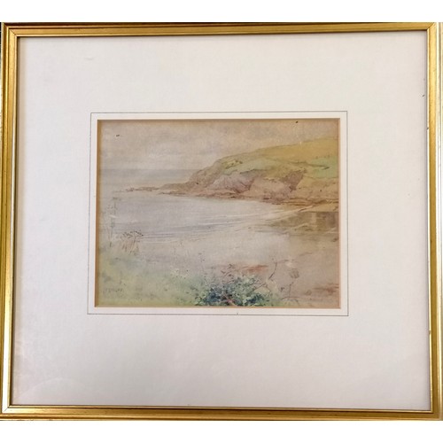 136 - Amy Elizabeth Heap (1874-1956) signed watercolour of a coastal bay - frame 34cm x 37cm