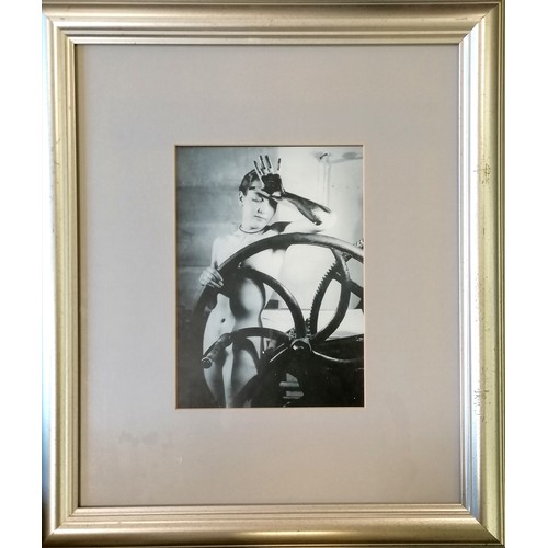 139 - Framed glamour print of 'Veiled Erotic' by Man Ray - silvered frame 55cm x 47cm