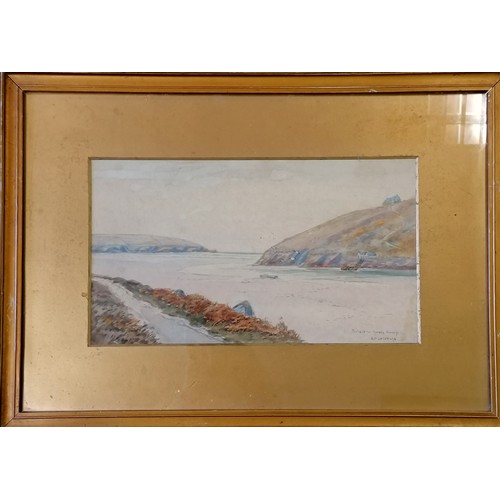 140 - A P Sheppard signed original watercolour painting of mouth of the Gannel Newquay - frame 33.5cm x 47... 