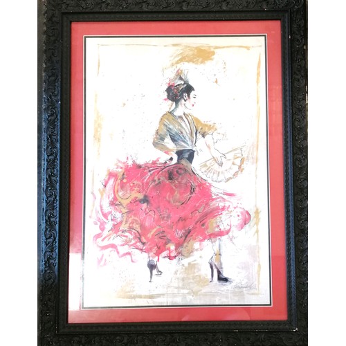 148 - Large scale print of a flamenco dancer - frame 124cm x 93cm ~ slight losses to frame