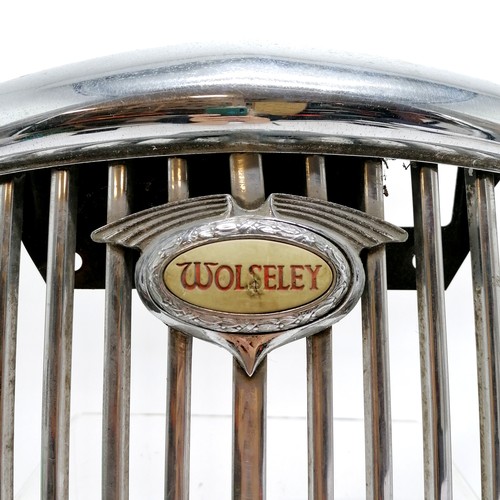 153 - Wolseley chrome radiator grill - 34cm x 47cm ~ slight damage to 'S' on badge