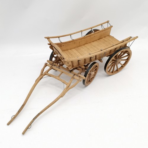 174 - Hand made wooden farm cart 66cm long x 24cm wide x 20cm high