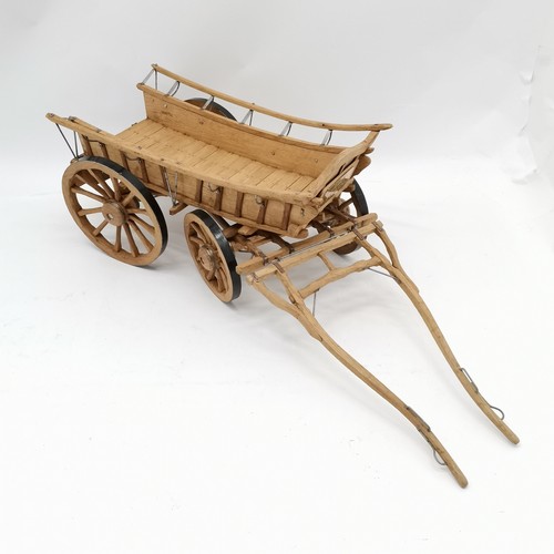 174 - Hand made wooden farm cart 66cm long x 24cm wide x 20cm high