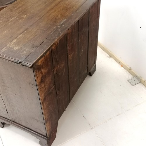 178 - Antique oak small kneehole desk on bracket feet with a brush slide 94cm long x 68cm high x 48cm wide... 