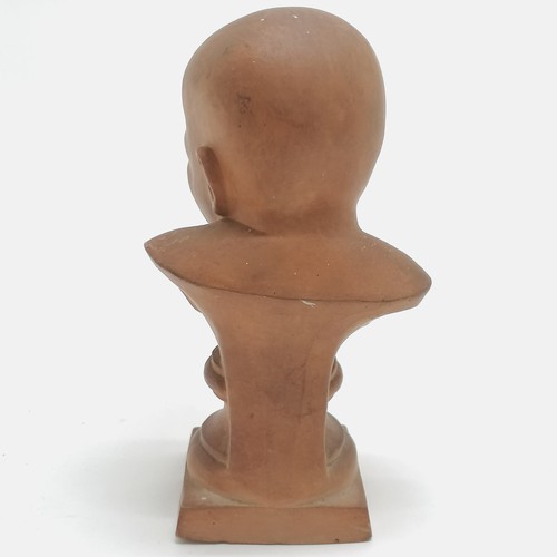 183 - Antique terracotta study of a crying bust of a baby - 15cm tall and has 1 small chip + slight nibble... 