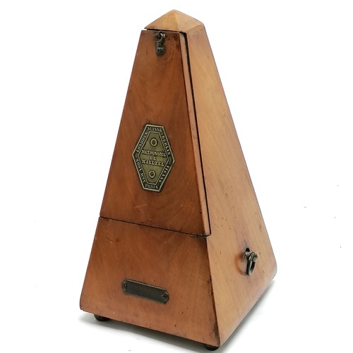 188 - Maelzel antique metronome in mahogany case - 22cm high & running at time of listing