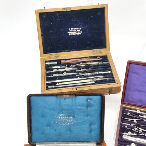 210 - 3 x boxed drawing instrument sets inc Stanley, Sike's pocket hydrometer (cased) & boxed set of apoth... 