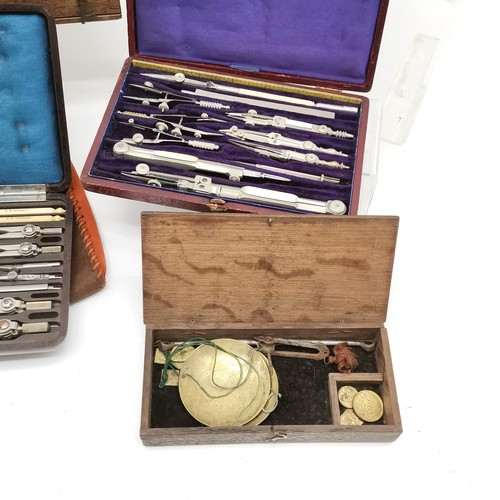 210 - 3 x boxed drawing instrument sets inc Stanley, Sike's pocket hydrometer (cased) & boxed set of apoth... 