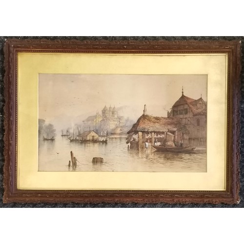 217 - Edwin St John (1878-1961) signed watercolour painting of Lake Geneva - frame 58cm x 84cm