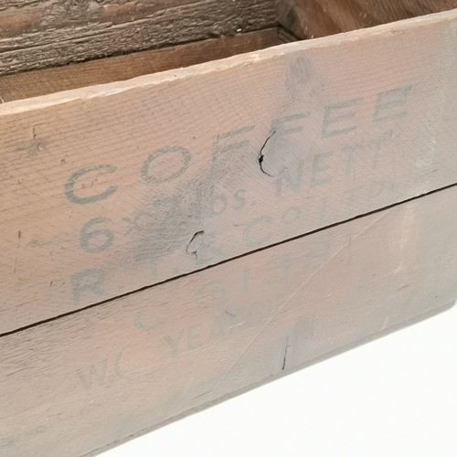 219 - Antique pine R T & Co Ltd Coffee crate 53cm x 33cm x 33cm high