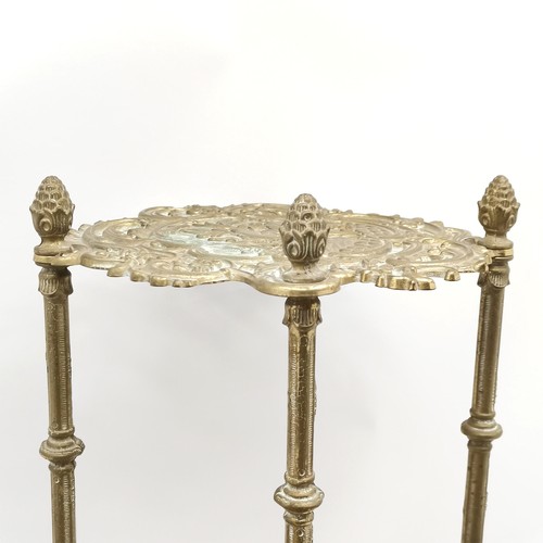 231 - Vintage 3 tier brass plant stand with bird detail 76cm high