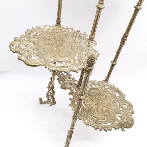 231 - Vintage 3 tier brass plant stand with bird detail 76cm high