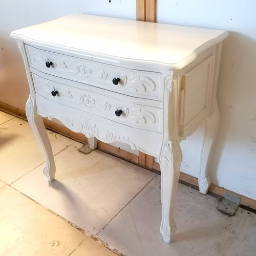 247 - White painted 2 drawer side table 80cm x 40cm x 82cm high