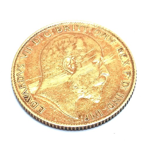 283 - 1906 KEVII half sovereign coin - 4g ~ the obverse has some scratches across the bust