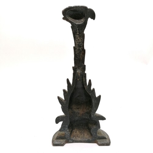 319 - Antique cast iron doorstop with pineapple detail  stamped CANNON 2493 - 31cm high - some losses