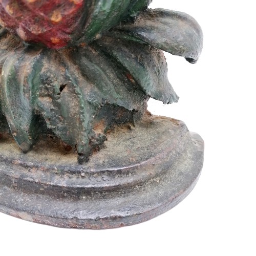 319 - Antique cast iron doorstop with pineapple detail  stamped CANNON 2493 - 31cm high - some losses