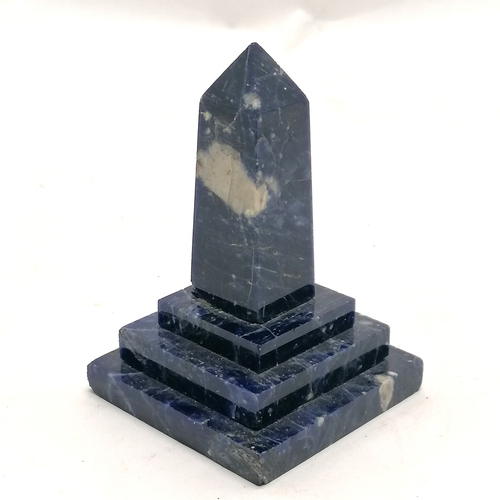 332 - Sodalite obelisk desk weight - 10.5cm high x 7.4cm square base.