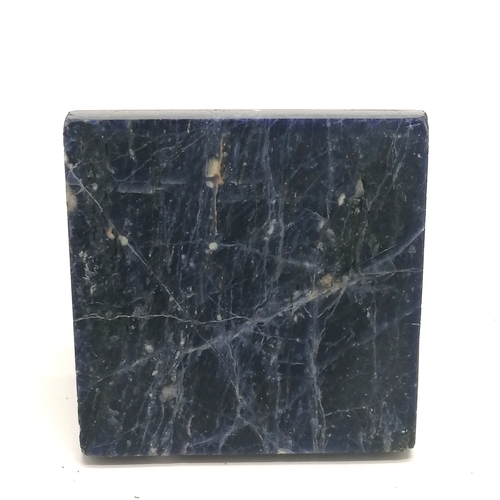 332 - Sodalite obelisk desk weight - 10.5cm high x 7.4cm square base.