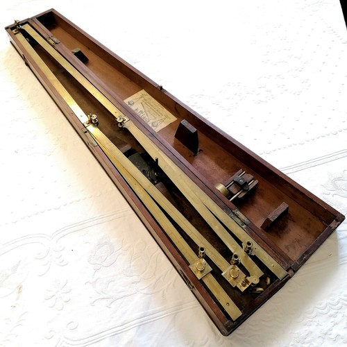 340 - Mahogany cased brass drawing / charting instrument by G S Wood, late Abraham and Co. 20 Lord street ... 