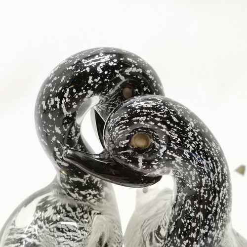 57 - Murano type pair of birds (14.5cm high) t/w glass animals - mouse has detached ear