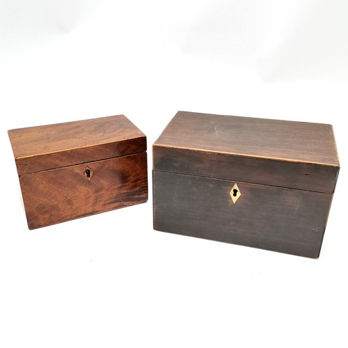 325A - 2 x antique tea caddy boxes - largest 23cm x 13.5cm x 13.5cm ~ both have interior lids and have slig... 