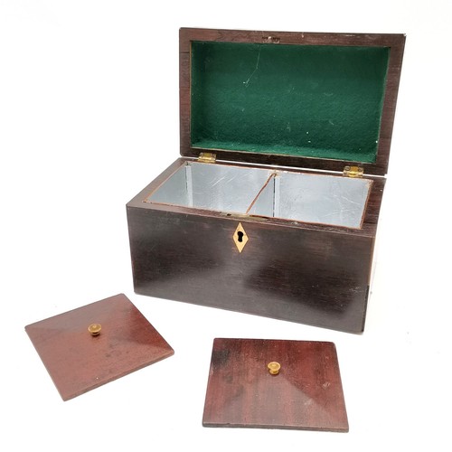 325A - 2 x antique tea caddy boxes - largest 23cm x 13.5cm x 13.5cm ~ both have interior lids and have slig... 