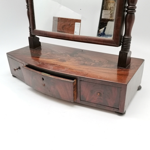 325C - Antique mahogany vanity / swing mirror with 3 drawer bow front base with flame mahogany veneer - 72c... 