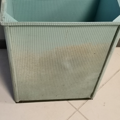 325E - Vintage Ennaware large original green painted aluminium laundry / storage basket - 58cm high x 30cm ... 