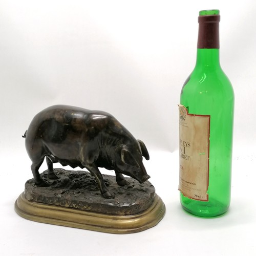 1 - Solid bronze cast study of a pig / sow after Jules Moigniez - 24cm across x 13cm wide x 16cm high