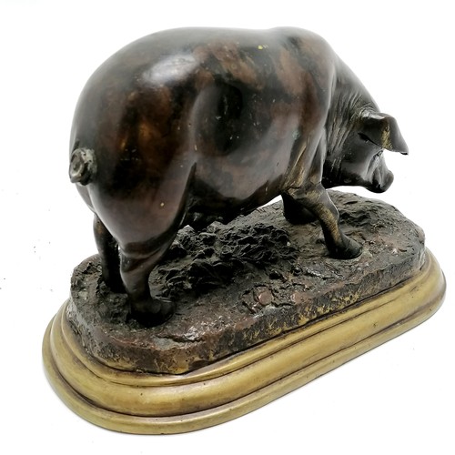 1 - Solid bronze cast study of a pig / sow after Jules Moigniez - 24cm across x 13cm wide x 16cm high