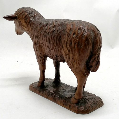 6 - Antique black forest hand carved signed sheep figure - 19cm high x 24cm ~ small chip to 1 ear otherw... 