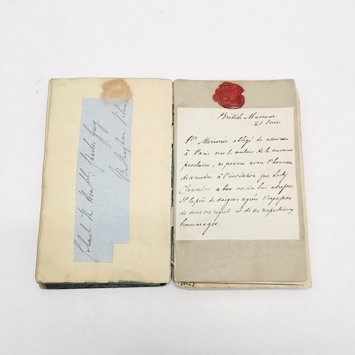 7 - Antique (1861+) autograph book with many signed pasted in pieces inc Nelson, Earls, Ladies, Montague... 