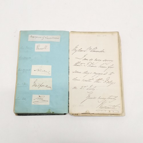 7 - Antique (1861+) autograph book with many signed pasted in pieces inc Nelson, Earls, Ladies, Montague... 