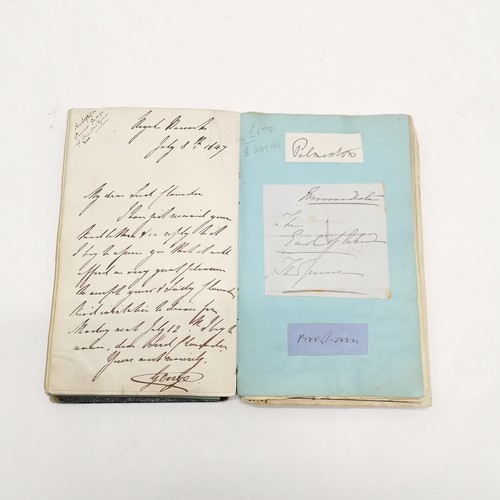 7 - Antique (1861+) autograph book with many signed pasted in pieces inc Nelson, Earls, Ladies, Montague... 